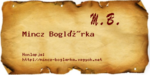 Mincz Boglárka névjegykártya